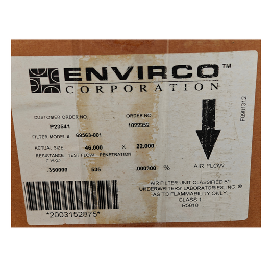 Envirco 69563-001 Air Filter Unit 46" x 22" Cleanroom HEPA Filter Class 1 | NEW