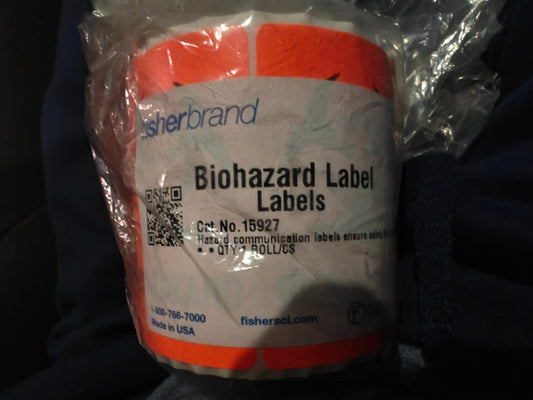 Fisherbrand 15927 3" x 2" Biohazard Labels Roll Warning Tape 500/Pk | NEW