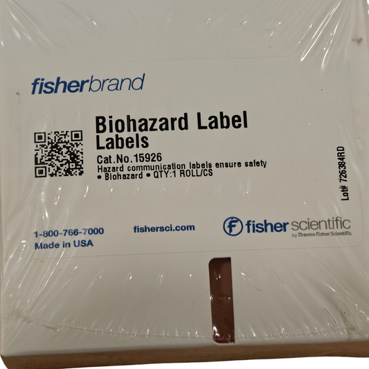 Fisherbrand 15926 1" x 1" Biohazard Labels Roll Warning Tape 1000/Pk | NEW