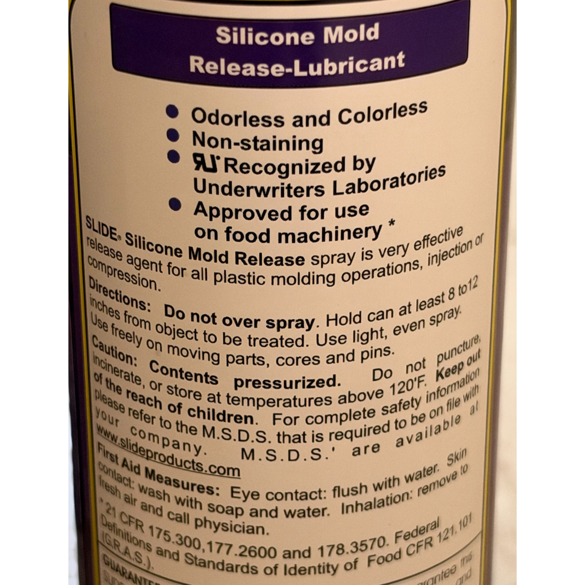 Slide Silicone Mold Release Lubricant Spray Non-Staining Case of 9 Cans - NEW