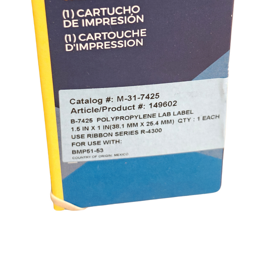 Brady M-31-7425 1.5"x1" Polypropylene Lab Label Print Cartridge | NEW