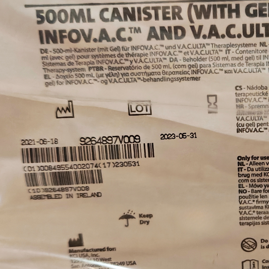 500ML CANISTER (WITH GEL) FOR INFOV.A.C & V.A.C.ULTA THERAPY SYSTEMS