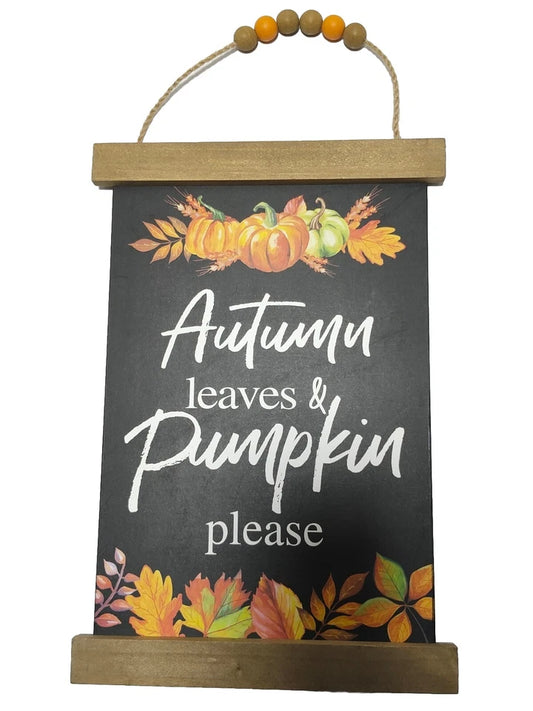 Fall pumpkin wall sign with beaded accents rustic autumn seasonal home decor