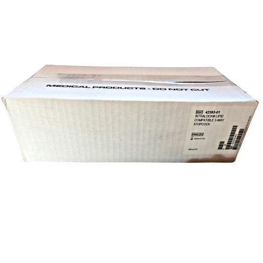 ICU Medical Intralock 3-Way Stopcock Lipid Compatible, Case of 25, Sterile | NEW