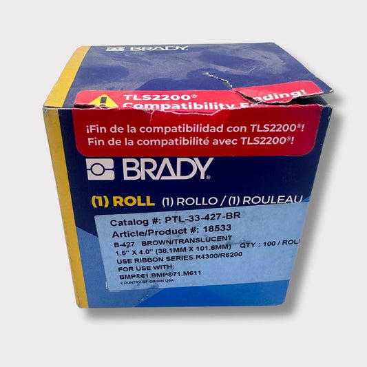 Brady 1.5" x 4" Brown/Translucent Self-Laminating Vinyl Labels | PTL-33-427-BR