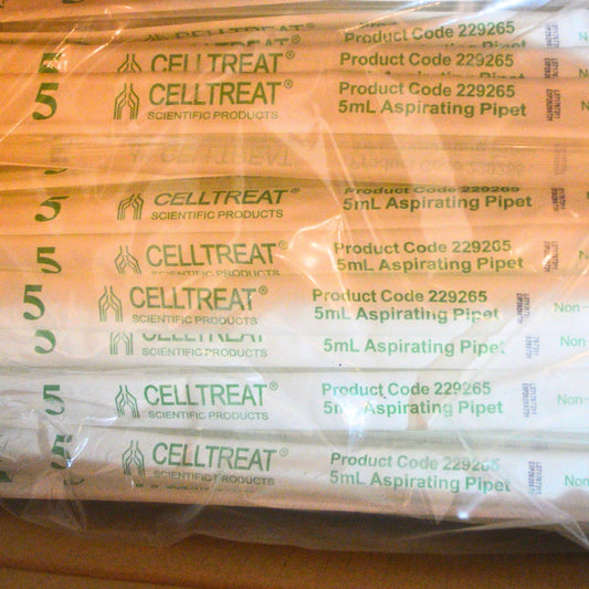 Celltreat 5mL Aspirating Pipet Polystyrene Non-Pyrogenic, 200/Case Bulk Packed 229255