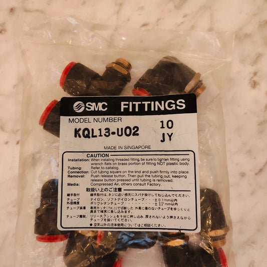Pack of 10 SMC KQL13-U02 male elbow pneumatic fittings