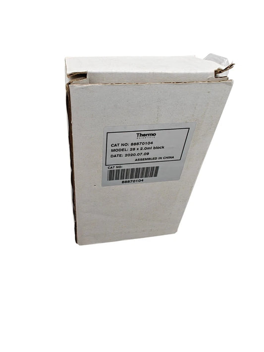 Packaging for Thermo Scientific 28 x 2.0 mL dry bath block bottom view