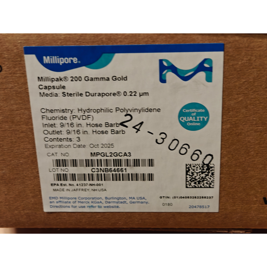 Millipore MPGL2GCA3 Millipak 200 Gamma Gold 0.22um Capsule Filter Pack of 3 NEW