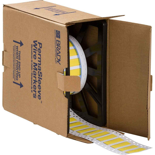 Brady PS-375-2-YL 2"x0.375" PermaSleeve Heat Shrink Wire and Cable Labels Yellow