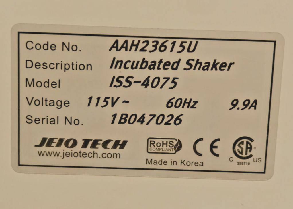 Jeio Tech Lab Companion ISS-4075 5.3 cu. ft Incubated Shaker | Non-Refrigerated