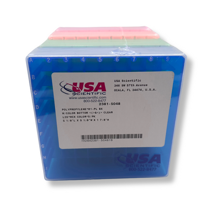 USA Scientific 81-Place Freezer Boxes Pack of 5, Mixed-Color, 405 Vial Capacity