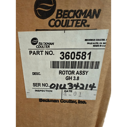 Beckman Coulter Rotor Assy GH 3.8 Centrifuge Swing Bucket Rotor P/N 360581 | NEW