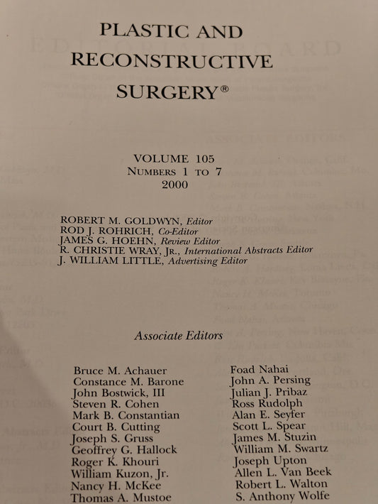 Plastic and Reconstructive Surgery Vol 105 2000 Medical Journal 2-Book Hardcover