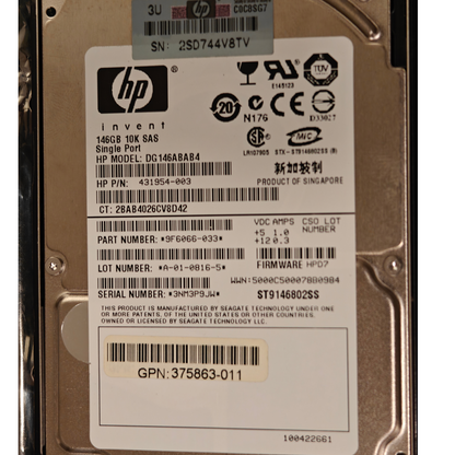 HP Invent 146GB 10K SAS 2.5" Hard Drive with HP Caddy ST9146802SS | NEW