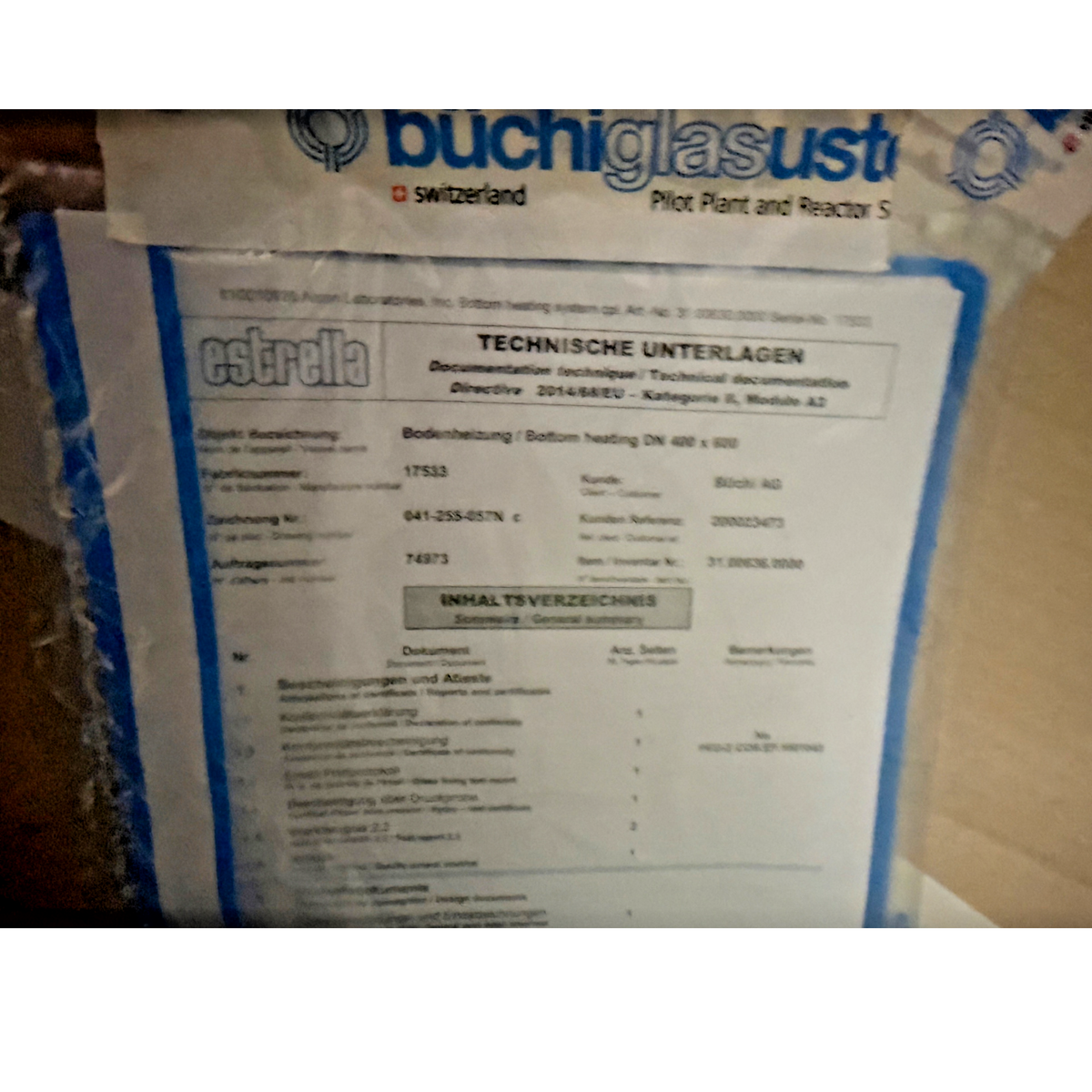 Buchi Glas Uster Estrella 17533 Bottom Heating Pilot Plant Reactor DN 400x600