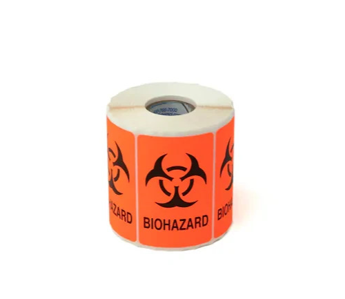 Fisherbrand 15927  3" x 2" Biohazard Labels Roll Warning Tape 500/Pk | NEW