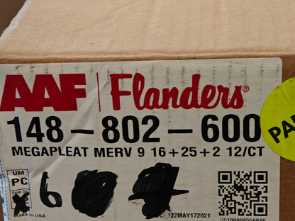 AAF Flanders 148802600 MEGApleat M9 | 16"x25"x2" HVAC Air Filters | 6-Pack | NEW
