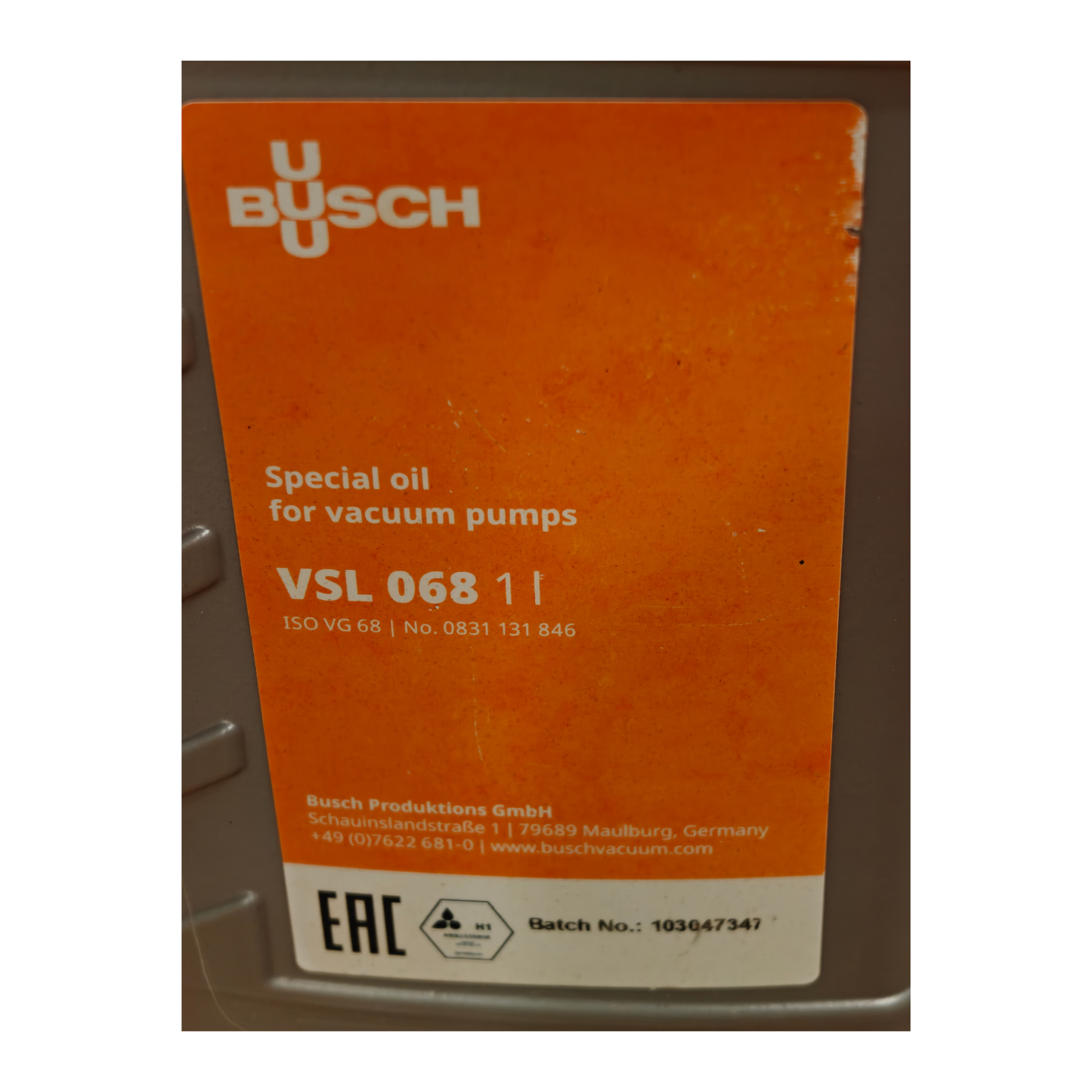 Busch 1 Liter VSL 068 Special Oil For Vacuum Pumps ISO VG 68 PN 0831131846 | NEW