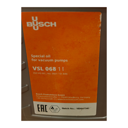 Busch 1 Liter VSL 068 Special Oil For Vacuum Pumps ISO VG 68 PN 0831131846 | NEW