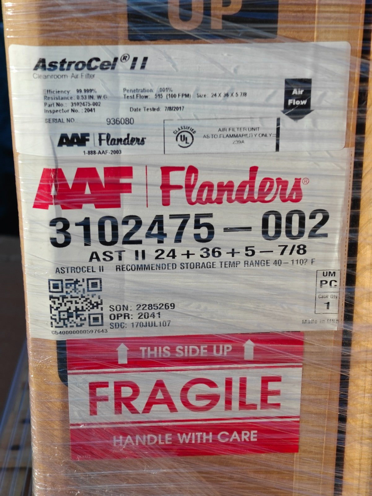 AAF Flanders AstroCel II HEPA Filter 99.999% | P/N 3102475-002 24x36x5-7/8 | NEW
