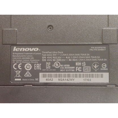 Lenovo 00HM917 ThinkPad Ultra Dock 40A2 Docking Station SD20F82750  No Key or AC