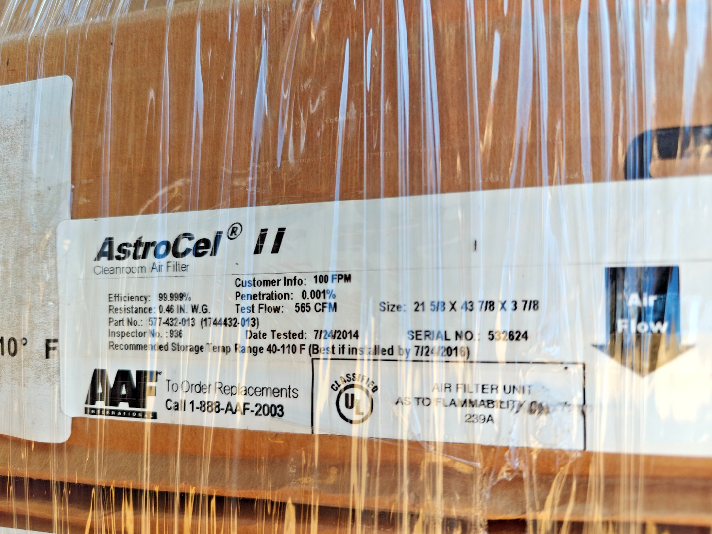 AAF AstroCel II HEPA Cleanroom Air Filter P/N 577432013 | NEW
