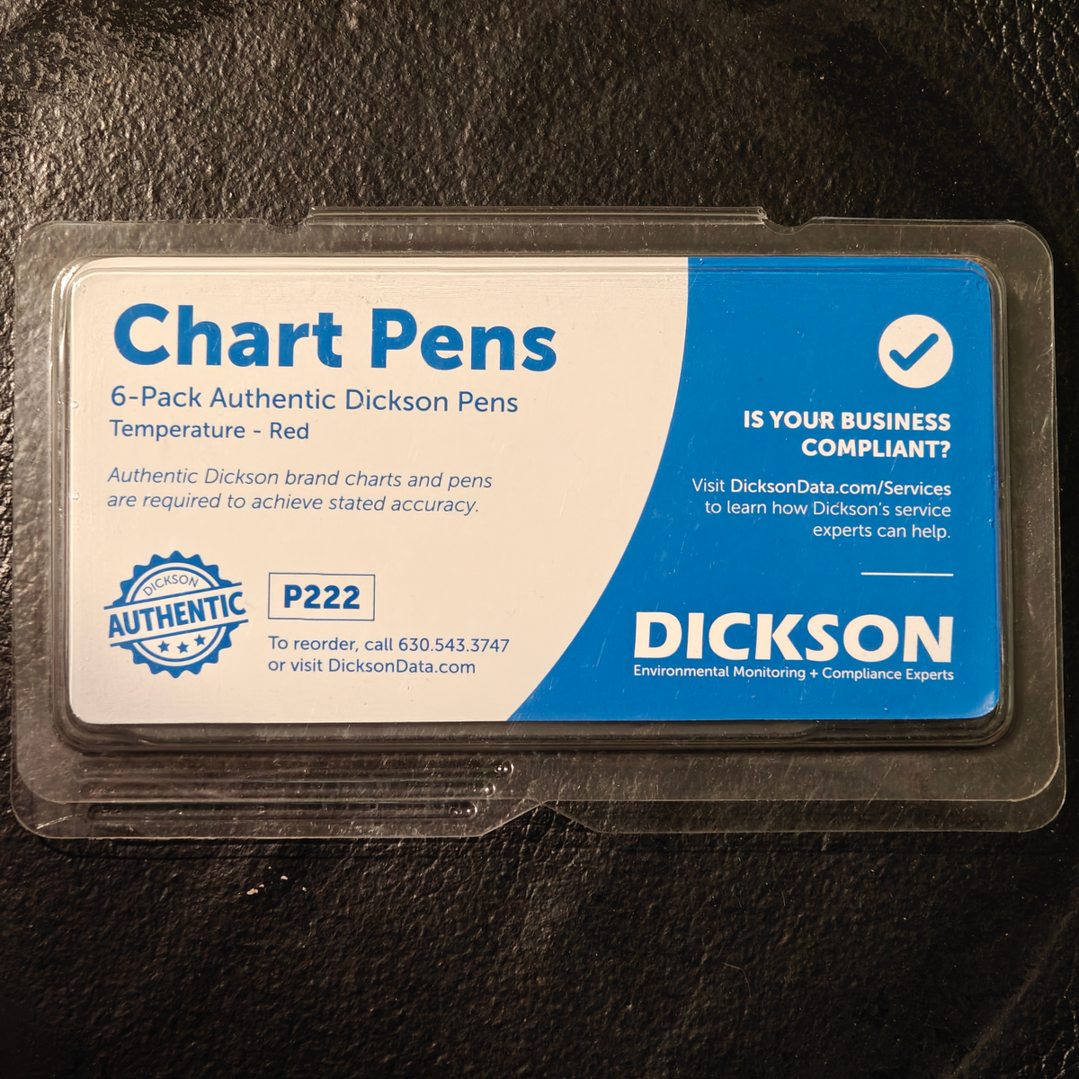 Dickson P222 Authentic Chart Pens Temperature Red 6-Pack Recorder | NEW