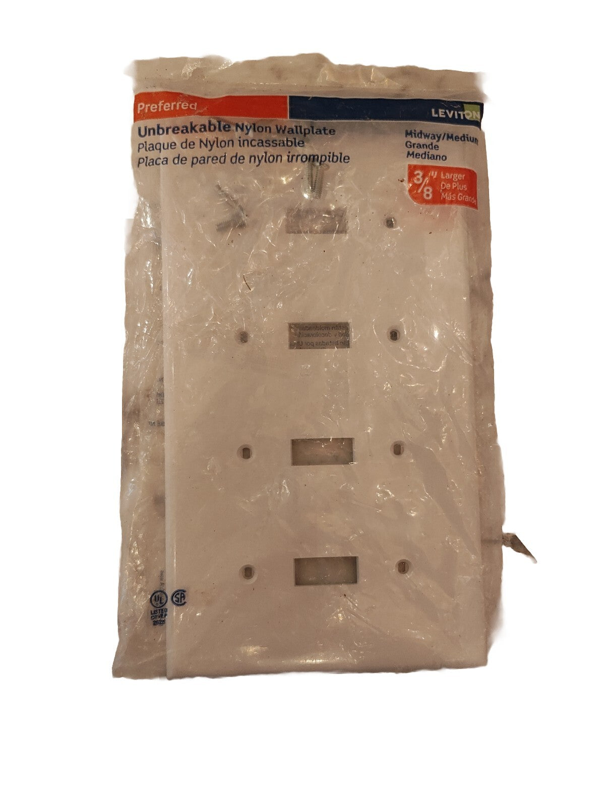 Leviton White 4Gang MIDWAY UNBREAKABLE Toggle Switch Wallplate Nylon Cover PJ4-W
