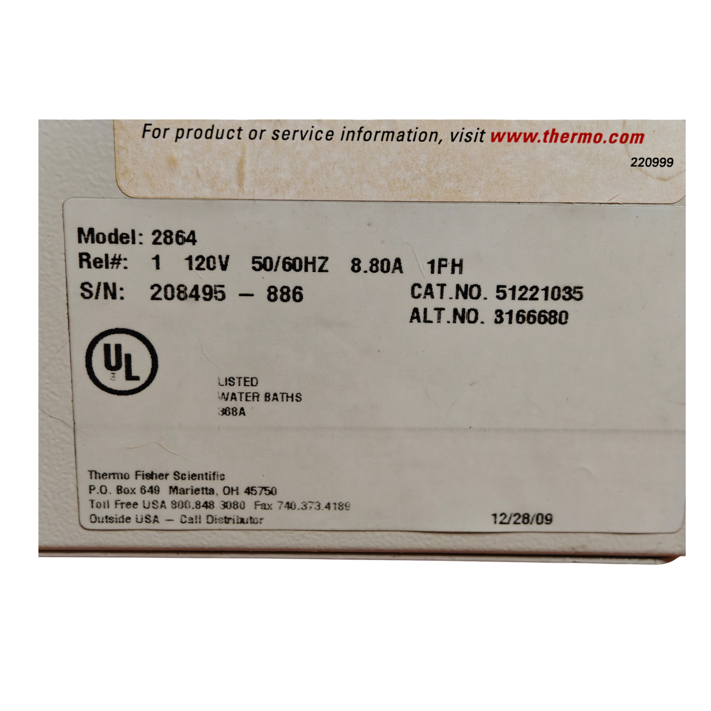 Thermo Scientific 51221035 Digital Circulating Water Bath - Model 2864