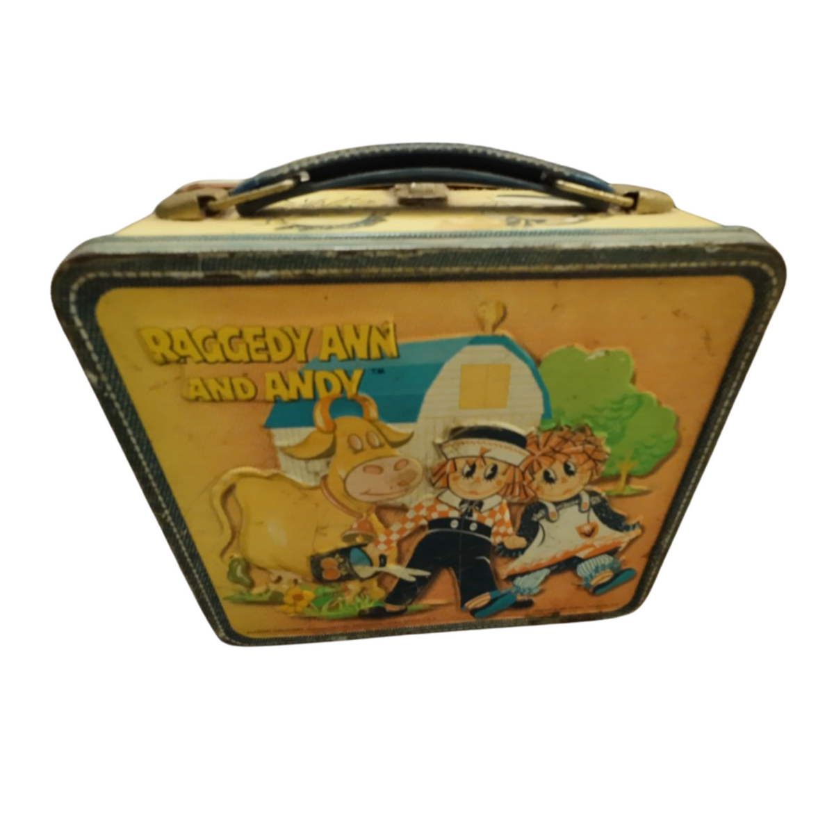 Vintage Raggedy Ann & Andy Metal Lunchbox & Thermos By Aladdin Industries