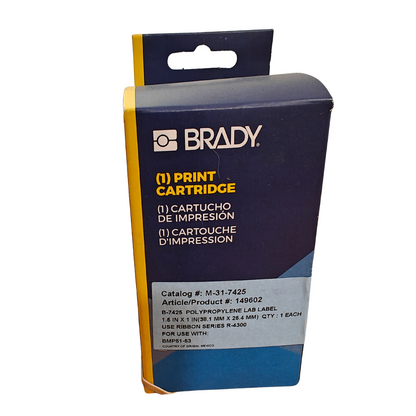 Brady M-31-7425 1.5"x1" Polypropylene Lab Label Print Cartridge | NEW