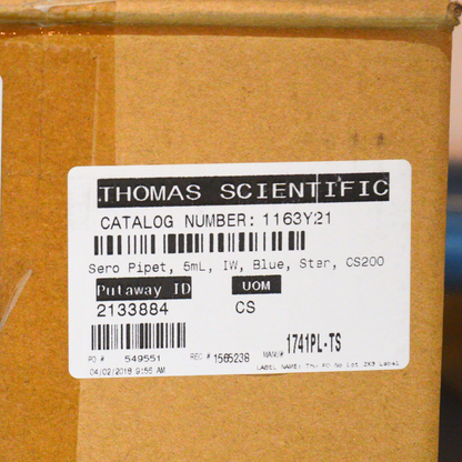 5mL Aspirating Pipet - Bulk Packed, Sterile, Part No. 229255, No Graduation
