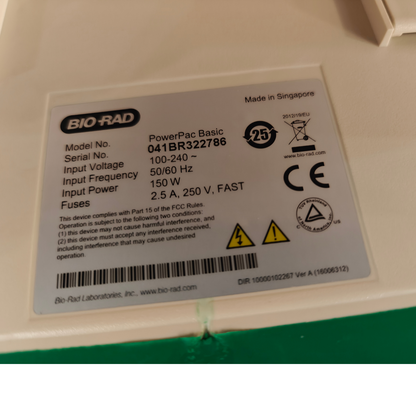 Bio-Rad PowerPac Basic Power Supply 300V 400mA 75W Electrophoresis