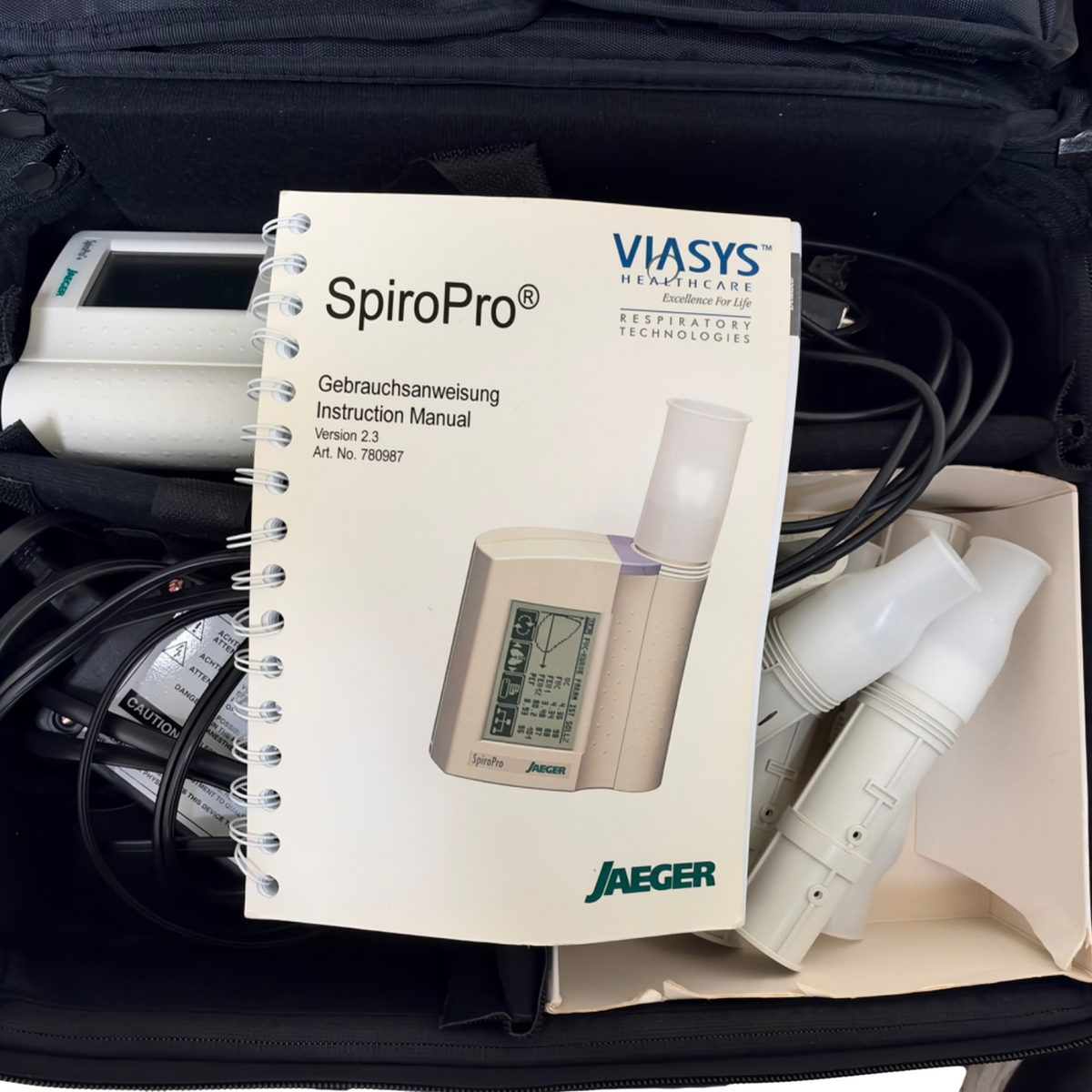 Viasys Jaeger SpiroPro Portable Spirometer Respiratory Testing Kit in Case