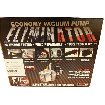 JB Industries Eliminator DV-6E 6 CFM Vacuum Pump 1/2 HP HVAC Refrigeration