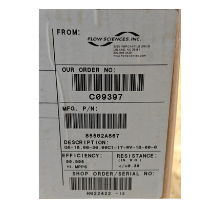 Flow Sciences 85502A867 HEPA Filter with handle Sub-Assembly 18"x30" | NEW