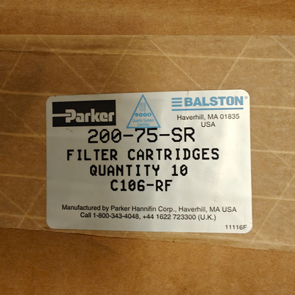 Box of (8) Parker Balston 200-75-SR C106-RF Filter Cartridges - New OEM