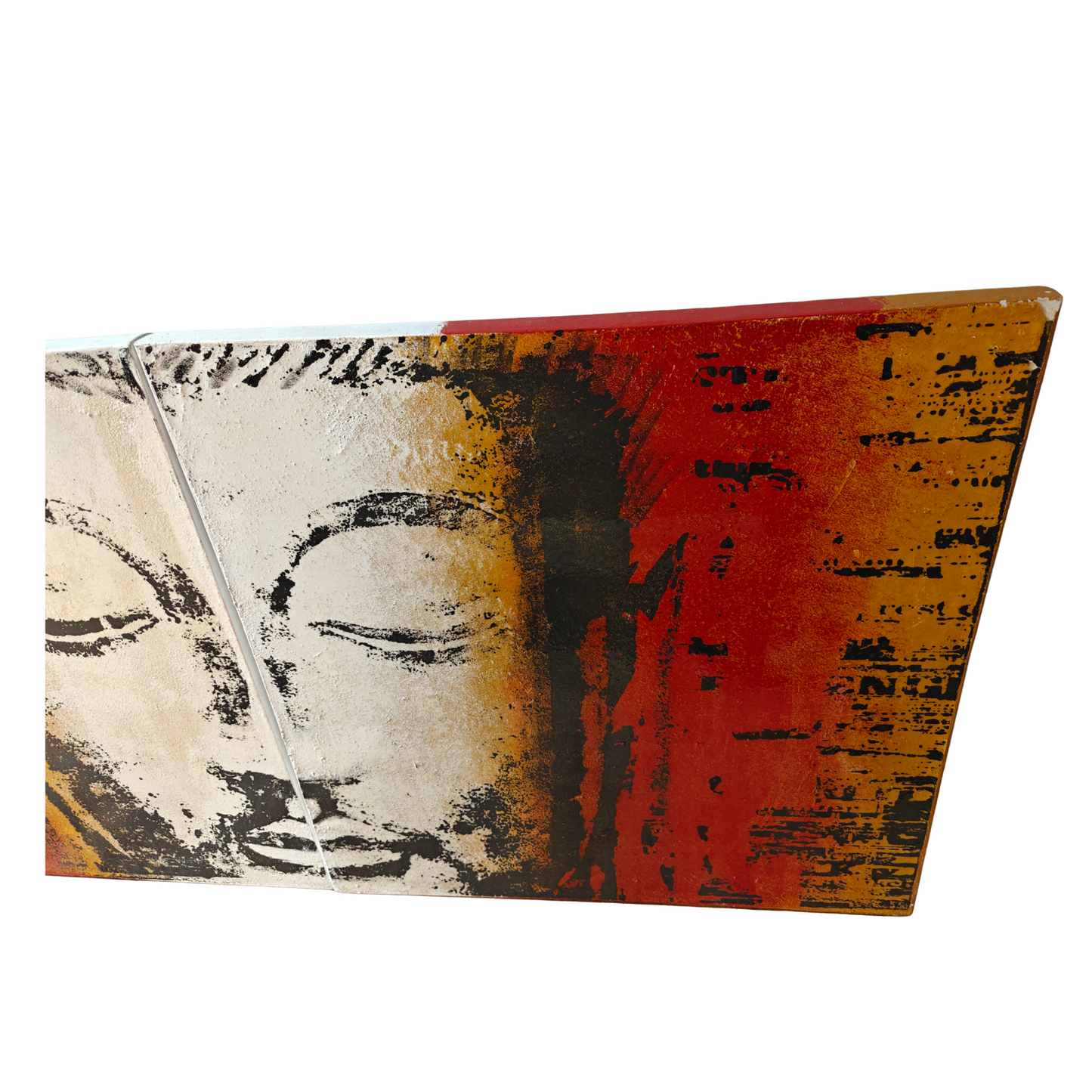 Abstract Buddha Canvas Diptych Wall Art Decor Textured Modern Painting Set of 2