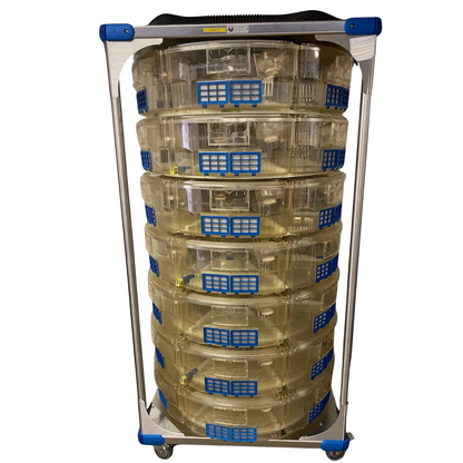Rotating 42-Cage Rat Rack System w/ Bottles, Feeders & Exhaust - IVC / Lab Grade