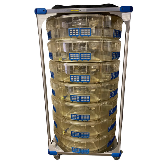 Rotating 42-Cage Rat Rack System w/ Bottles, Feeders & Exhaust - IVC / Lab Grade