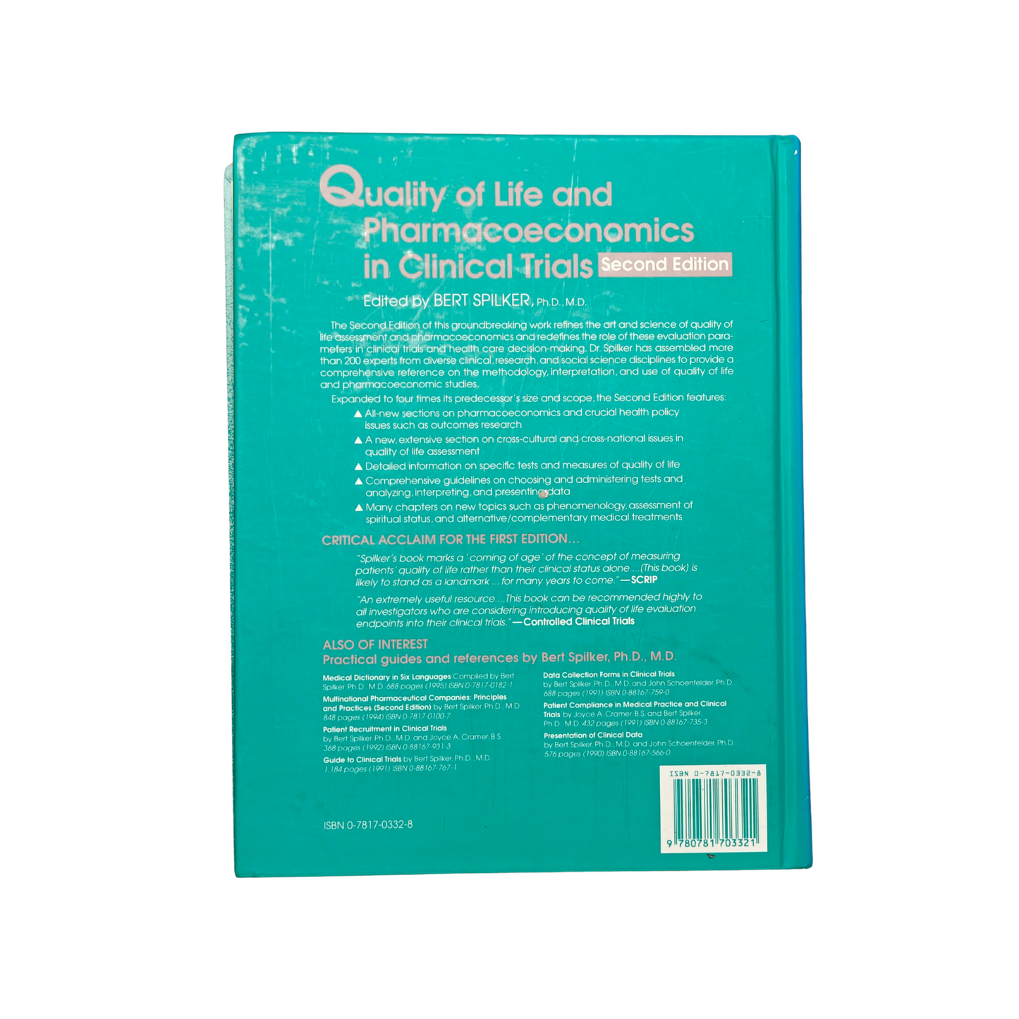 Quality of Life and Pharmacoeconomics in Clinical Trials 2nd Ed by Bert Spilker