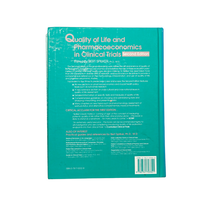 Quality of Life and Pharmacoeconomics in Clinical Trials 2nd Ed by Bert Spilker