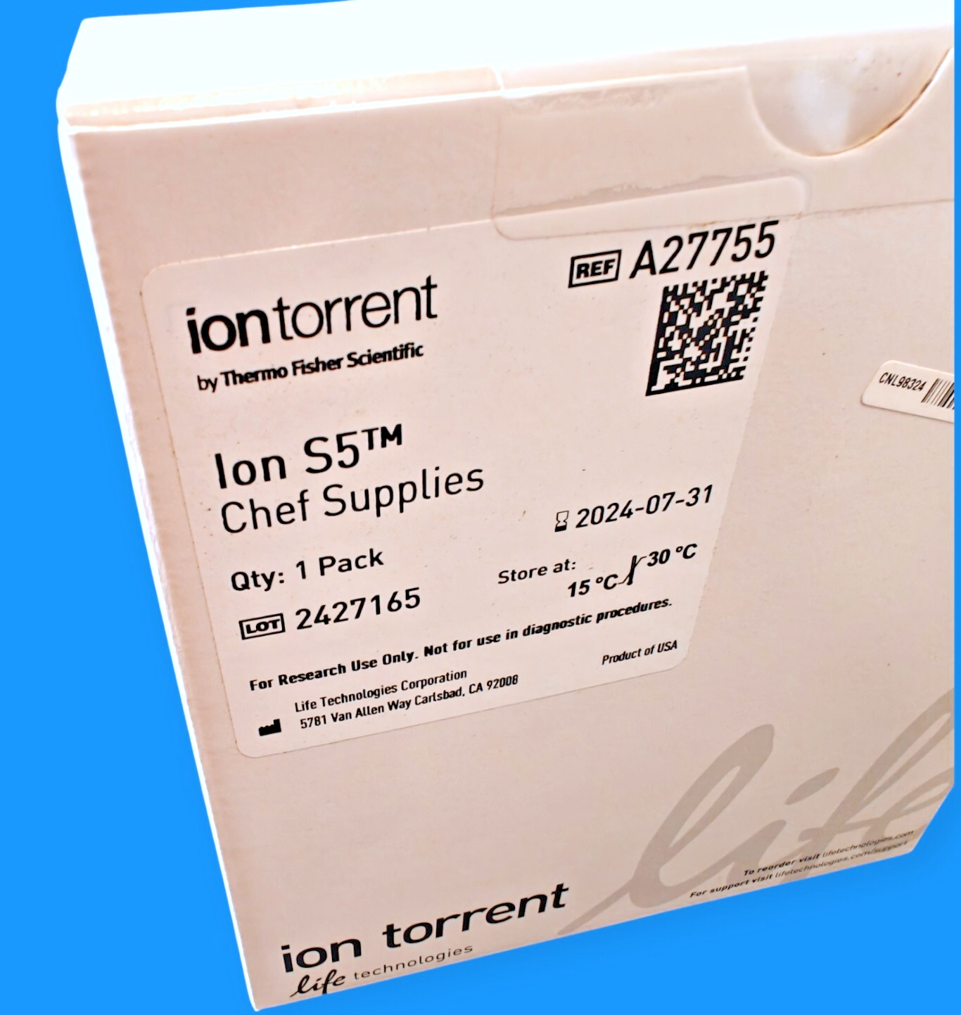 Thermo Fisher Ion Torrent S5 Ion Chef Consumables Box [A27755] | New, Sealed