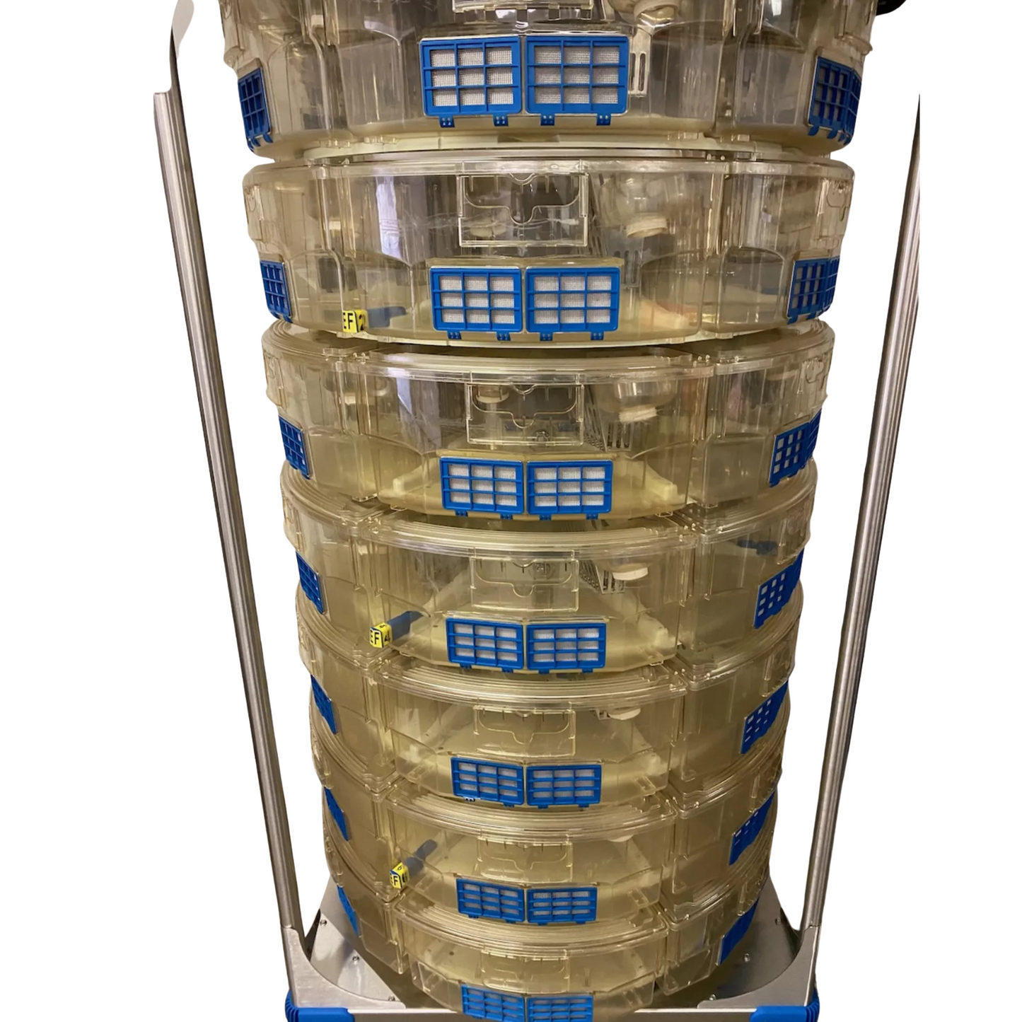 Rotating 42-Cage Rat Rack System w/ Bottles, Feeders & Exhaust - IVC / Lab Grade