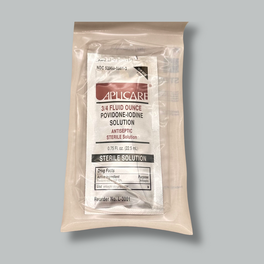 Case of 100 Povidone Iodine Liquid Antiseptic Solution Pouches (STERILE) PVP SLN