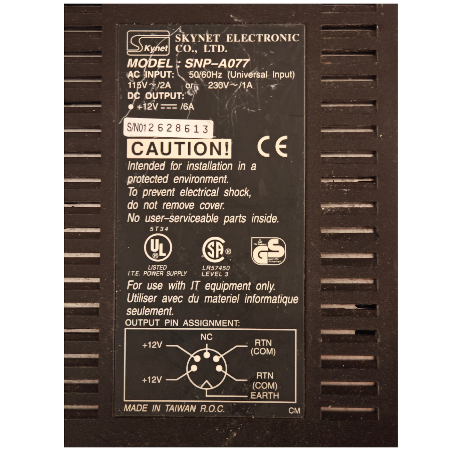 Skynet SNP-A077 AC Adapter Power Supply 12V 6A 5-Pin DIN