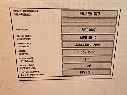 Cameron F9 Panel Air ECO Filter 448x448x292mm Industrial HVAC | NEW