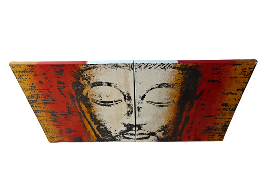 Abstract Buddha Canvas Diptych Wall Art Decor Textured Modern Painting Set of 2