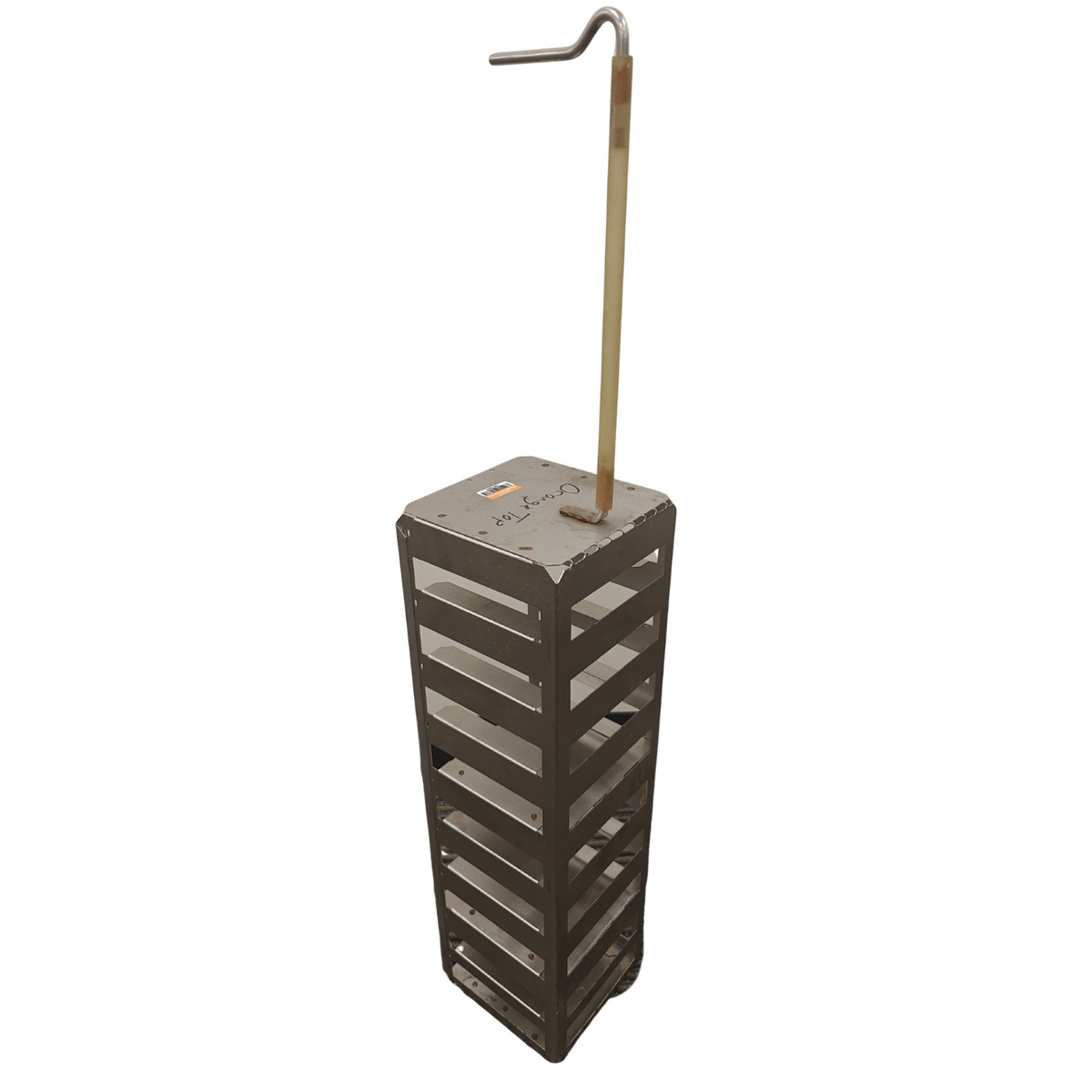 9-Tier Stainless Steel Hanging Lab Chest Freezer Rack for 2" Square Cryoboxes
